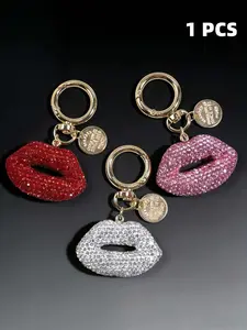 Handmade Rhinestone Lip Shape Pendant, Minimalist Style, Perfect for Women and Kids, Ideal for Bag Charm, Keychain, Car Key Ring, Phone Chain