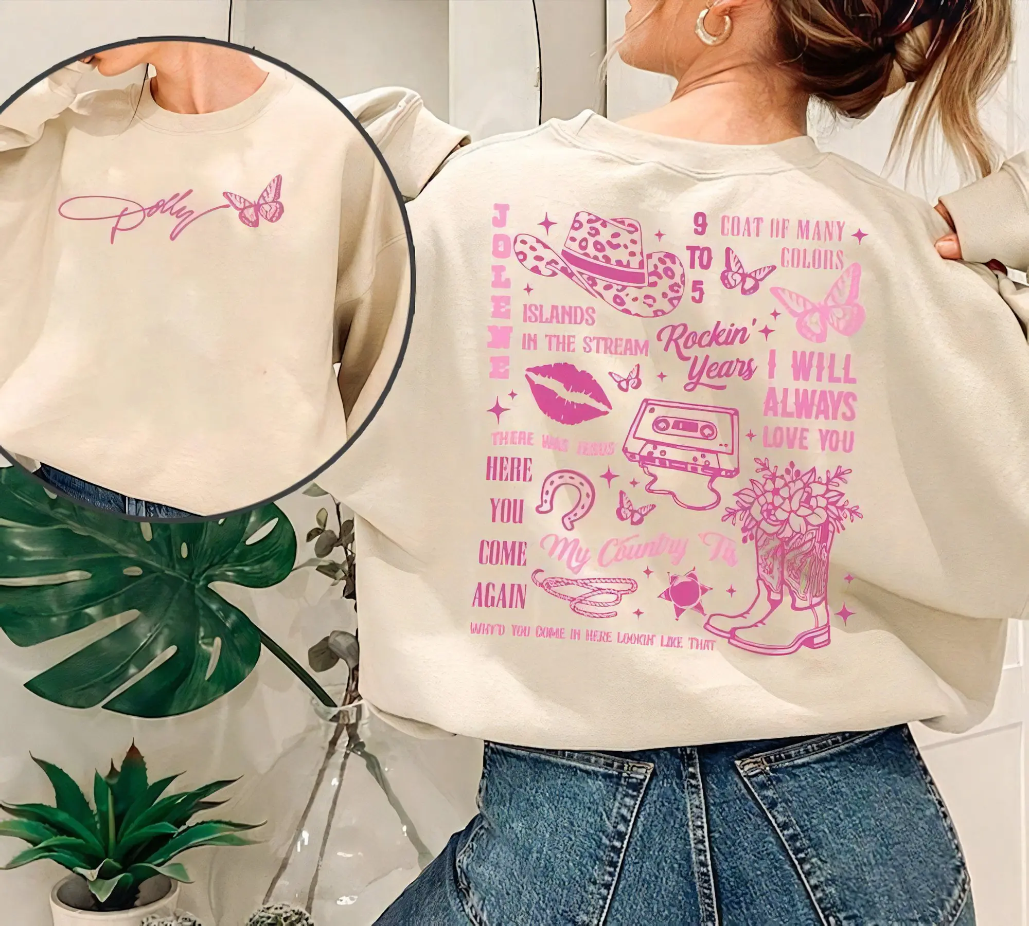 Dolly Parton Sweatshirt , Sweatshit, Hoodie - In Dolly We Trust - Double-Sided Design - Comfy Cotton