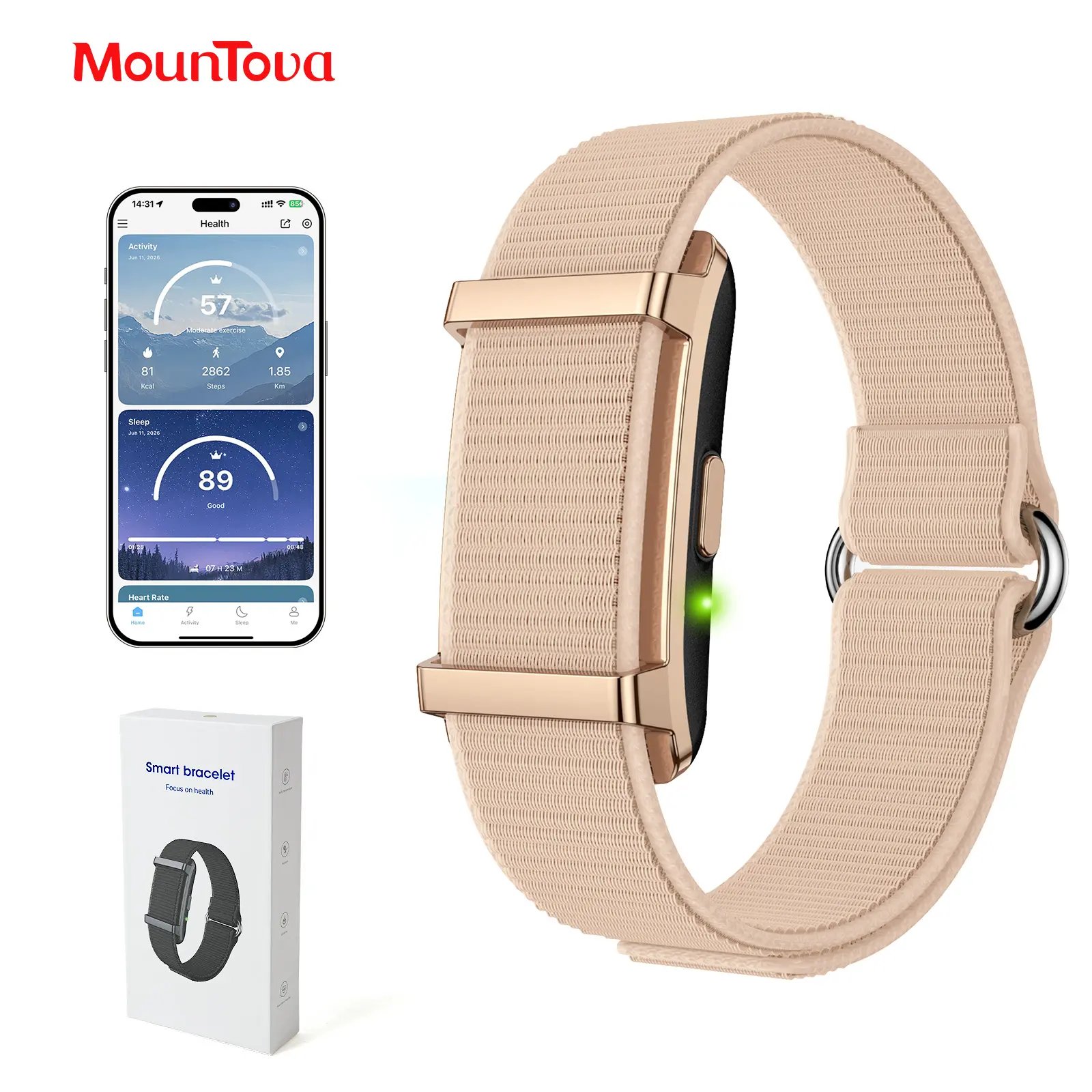 Screenless Fitness Tracker for Women Men- 30-Day Battery Life, 24/7 Health Monitor, Waterproof,Fitness Trackers with GPS,Wearable,Smartwatch Trackermanagement,health management,No Subscription