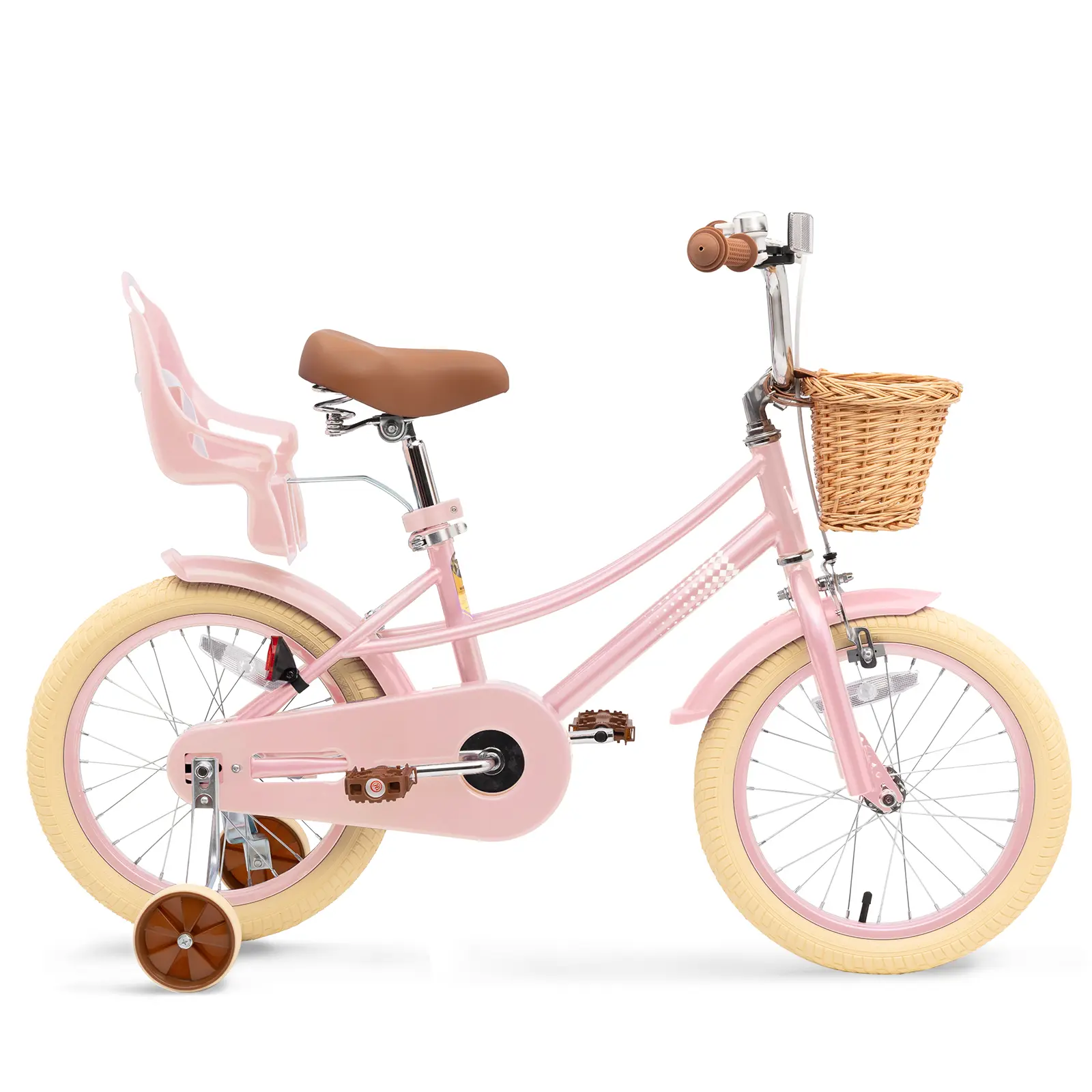 KORIMEFA Toddler & Kids Bike (12,14,16,20 in) - Child Powered Pedal Bike with Adjustable Seat, Adjustable Handlebar, Training Wheels, Basket, Bell, Lightweight Safe Design, Child Powered Bikes