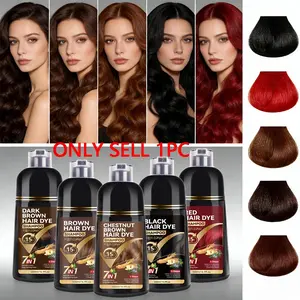500ml 7-in-1 Herbal hair dye shampoo, Hair coloring, natural plant-based ingredients, controls frizz and covers white hair, gentle formula, long-lasting color, offers multiple color choices, salon grade household hair dye suitable for men and women