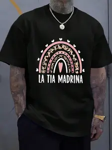 100% Cotton La Tia Madrina Spanish Godmother Proposal T-Shirt, Graphic Tees Men,Summer Tops