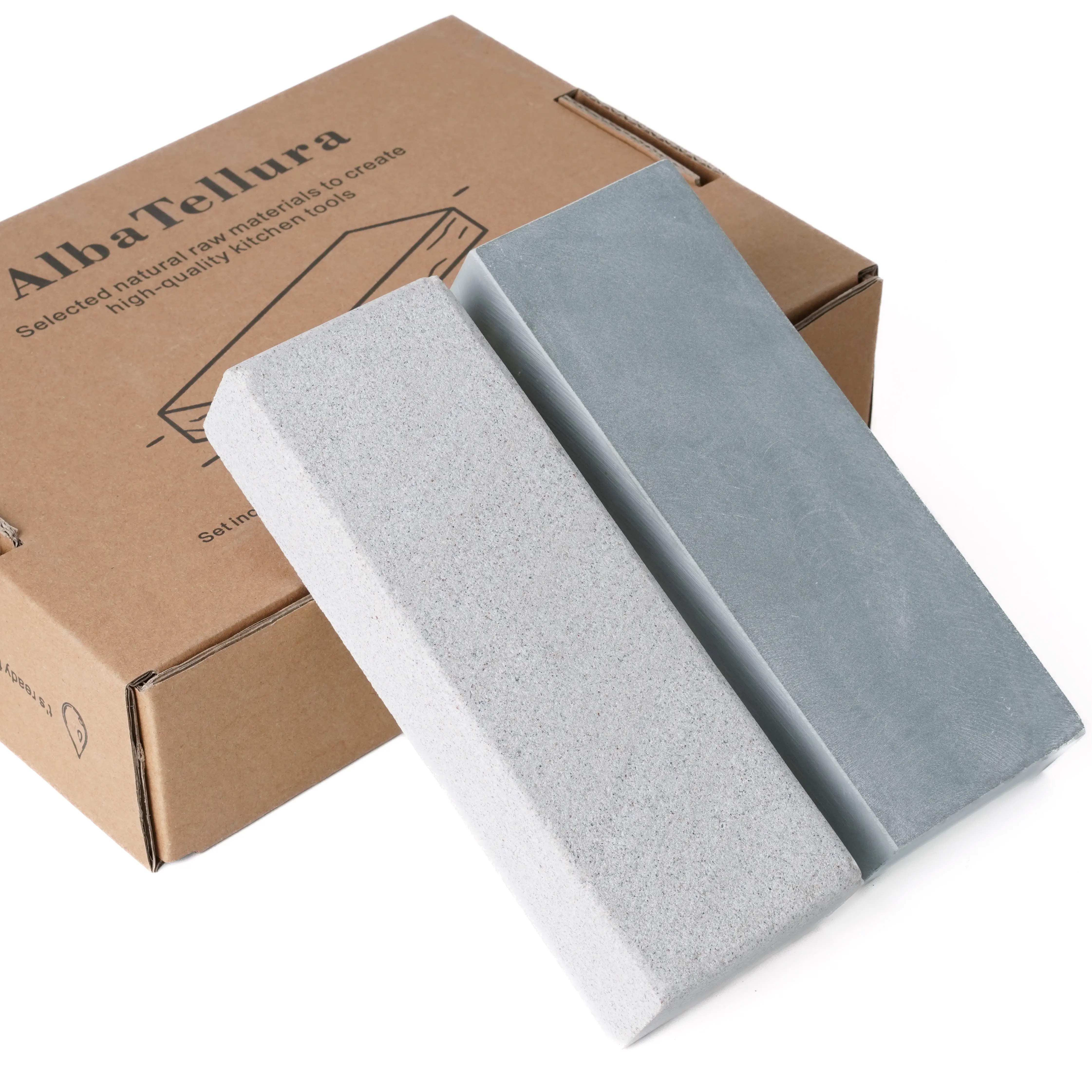 Natural Stone Dual Grit Knife Sharpener Set - 800/3000 Grit, Durable, Battery-Free, Magnet-Free, Non-Slip Mat Included, Suitable for Kitchen Tools & Outdoor Woodworking Tools, Ideal for Kitchen Sharpening Knives & Holiday/Moving Gifts
