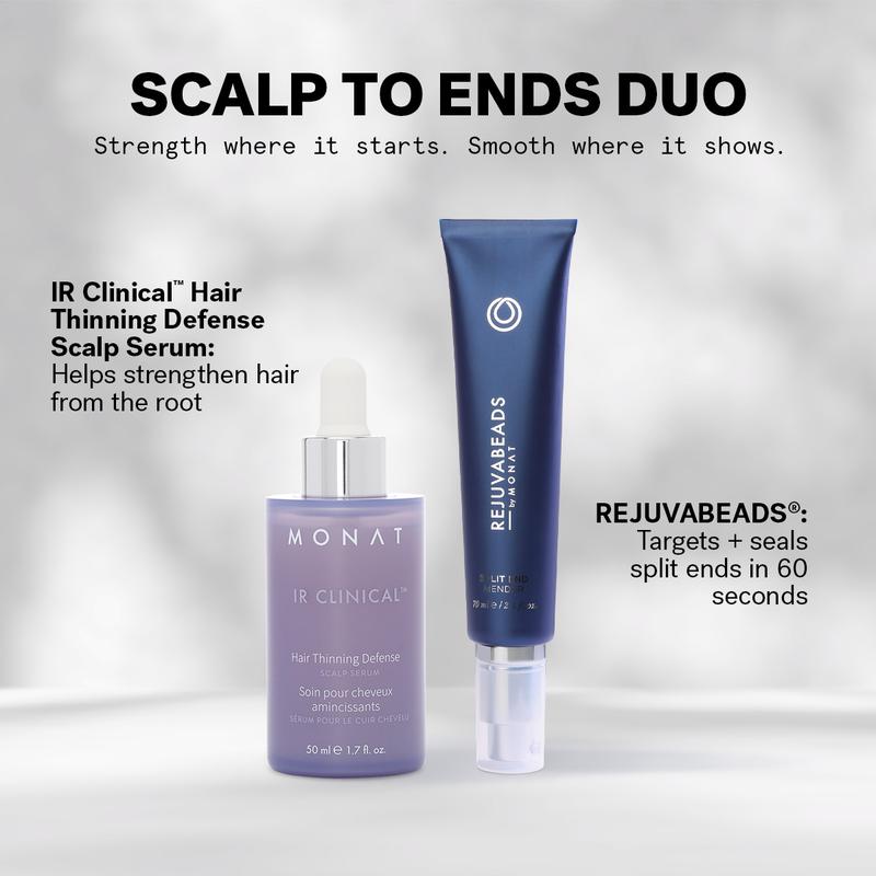 Scalp to Ends Duo. MONAT IR Clinical Hair Thinning Defense Serum + Rejuvabeads