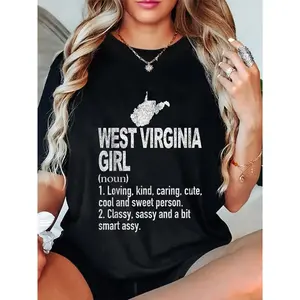 100% West Virginia Definition Funny Hometown West Virginia T-Shirt Fashion Tshirt Tops Womenswear Casual Crewneck Shortsleeve shirts women vintage graphic tees