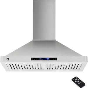 30 Inch Range Hood, 450 CFM Wall Mount Stainless Steel Convertible Ducted/Ductless Kitchen Vent Hood with Quiet 3-Speed, Touch Control, Easy-Clean Filters & LED Lights