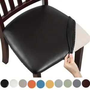 4/6pcs PU Leather Dining Chair Slipcovers - Removable Upholstered Chair Cushion Cover For Dining Room, Kitchen, Hotel, And Home Decor