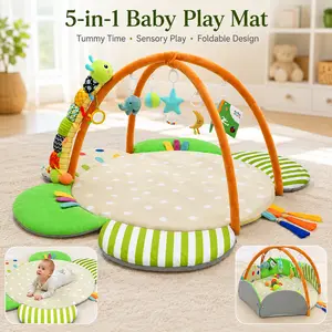 Kidmoze Cozy 5-in-1 Baby Play Mat with Interactive Caterpillar - Soft Tummy Time Gym for 0-12 Months