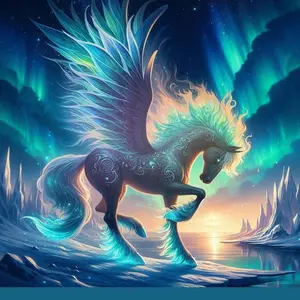 5D DIY Full Drill Round Diamond Painting - Diamond Painting Kit Unicorn, Aurora Mosaic Canvas DIY Wall Art, Home Wall Decoration