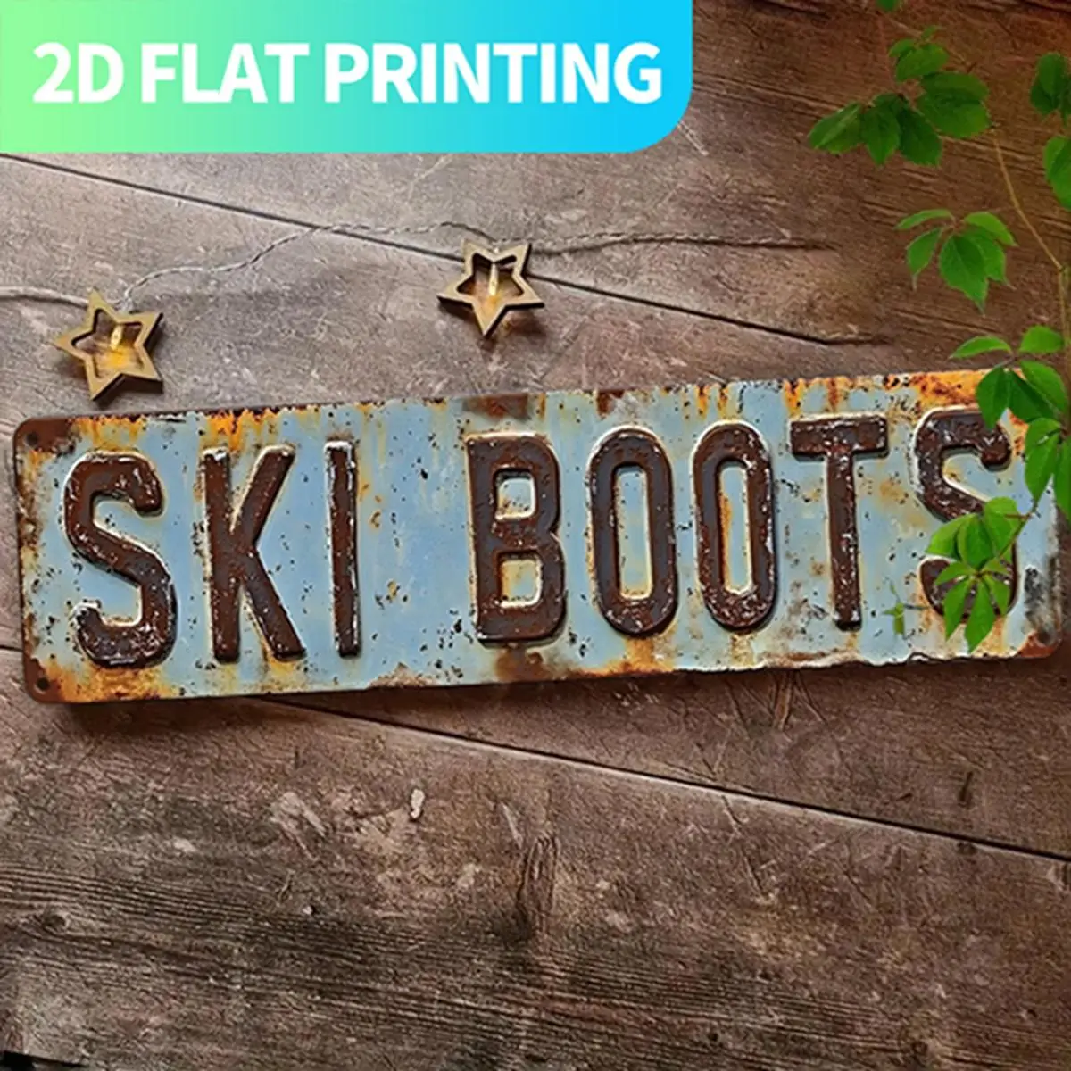 2D Flat, 1pc Vintage Ski Boots Metal Sign - Rustic Aluminum Wall Decor, 15.7x3.9 Inches, Pre-Drilled Holes for Easy Hanging, Perfect for Home, Kitchen, Farmhouse, Porch - Unique Gift for Friends & Family, Ski Decor, Ski Sign Mustard, Toilet, Large Metal S