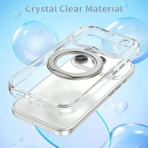 Transparent Magnetic Phone Case For IPhone 17/17 Air/17 Pro/17 Pro Max/16/15/14/13 Pro/Pro Max - 360° Rotating Kickstand, Magnetic Adsorption, Shockproof Protective Cover