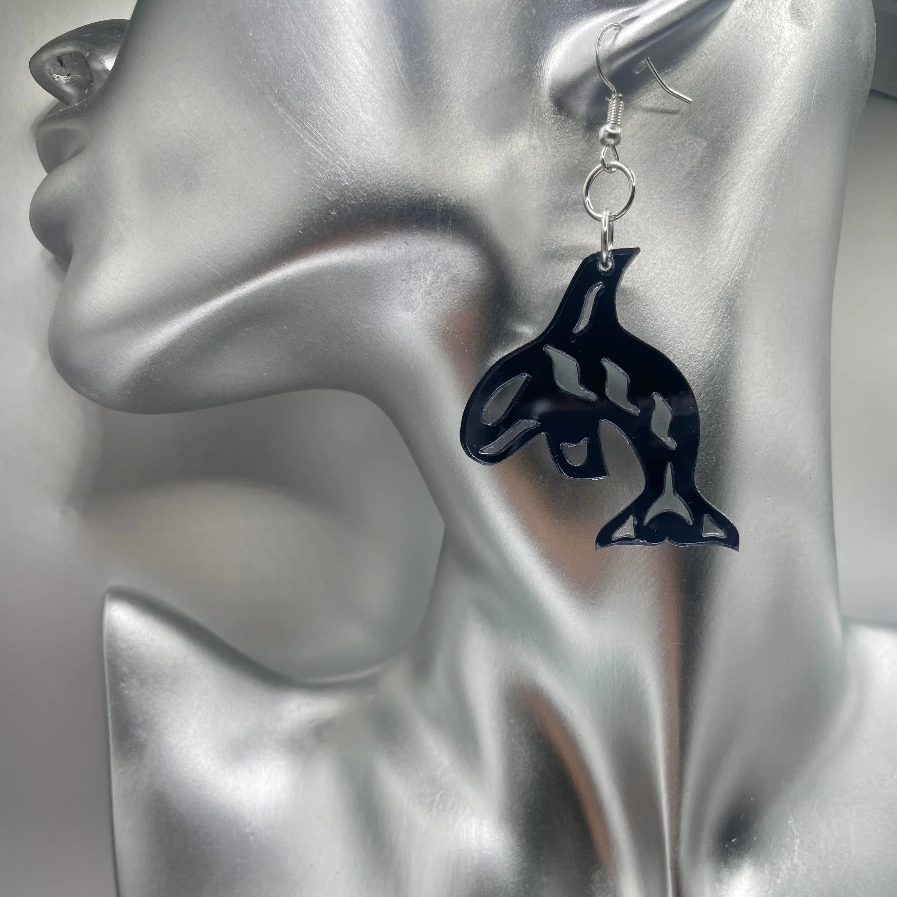Navy Acrylic Orca Smokehouse Earrings