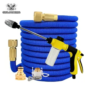 1 retractable durable garden hose, with high-pressure spray gun, suitable for watering plants, lawn care, outdoor cleaning, car washing, equipped with universal European and American threaded joints | GFLOWERS brand
