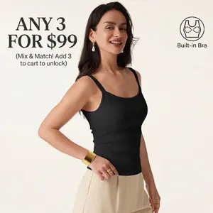 【ANY 3 FOR $99】OGL Everyday Cotton Low Back New Airy Brami Tank with Built-in Bra for Comfort and Style summerwins