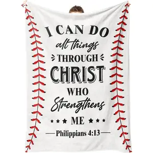 Baseball Blanket, Baseball Gifts for Teen Boys, Baseball Coach Team, Birthday, Valentines, Christian Gift for Men, Baseball Players Lovers, Soft Throw Blankets 50'' x 60''