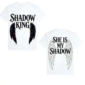 Couple Matching Cotton T-Shirts，180GSM Double Sided Print Soft Crew Neck Tees