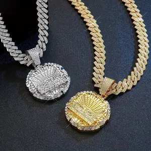 Sparkling Last Supper Pendant, Frozen High Quality 13MM Cuban Chain, Hip Hop Charm Necklace Men and Women Jewelry Gift