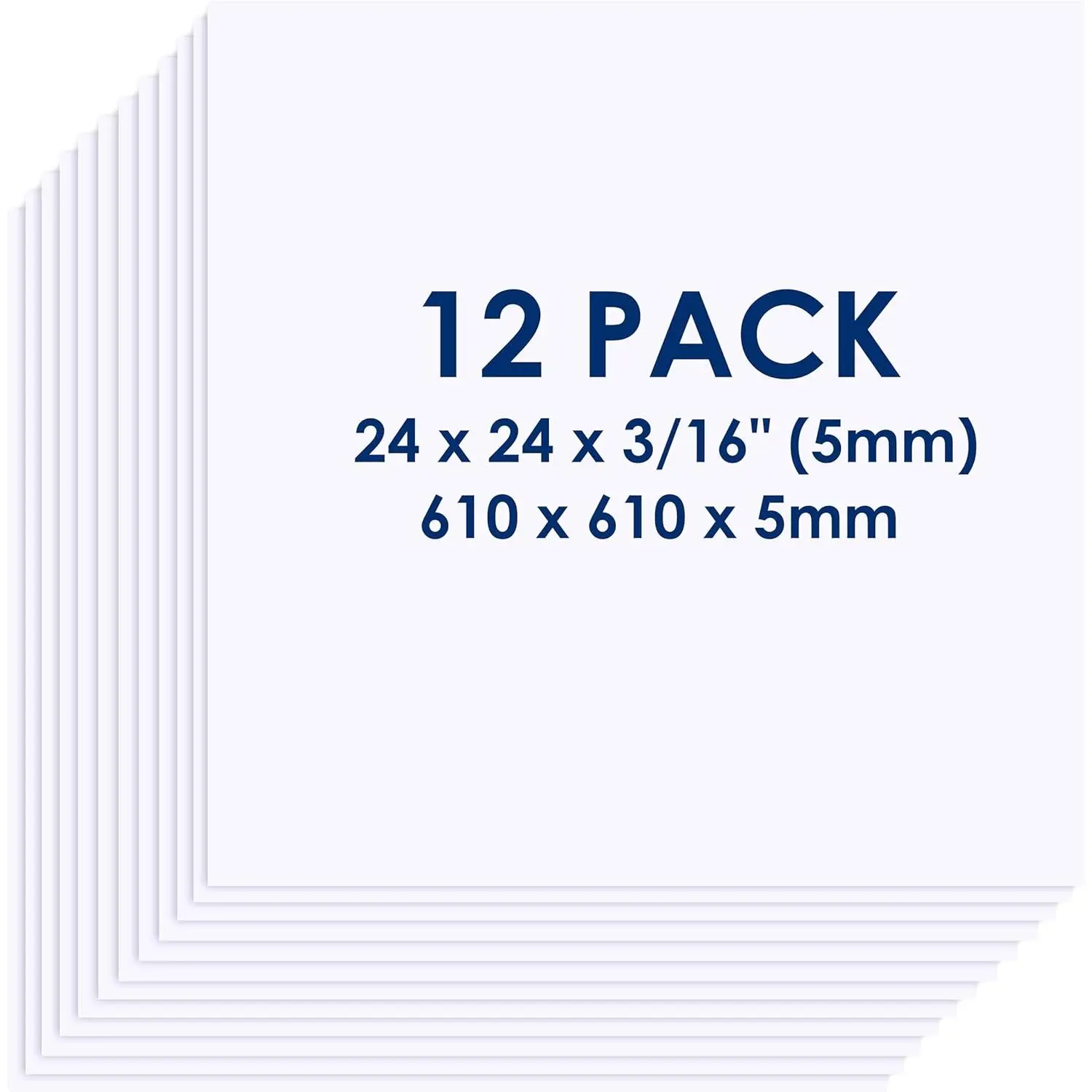 Board 24 x 24 x 3/16" (5mm) - 12 Pack - White Poster Board, Acid Free, Double Sided, Rigid, Sign Board Foamboard for Mounting, Crafts, Paintings Prints, Art, Display, Presentation and Projects