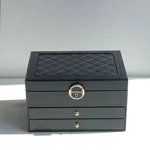 Three-Tier Jewelry Box, Large Capacity Earring Necklace Ring Organizer, Single Piece Integrated Design, Essential Storage Solution, Lockable Jewelry Organizer, Lockable Storage Boxes