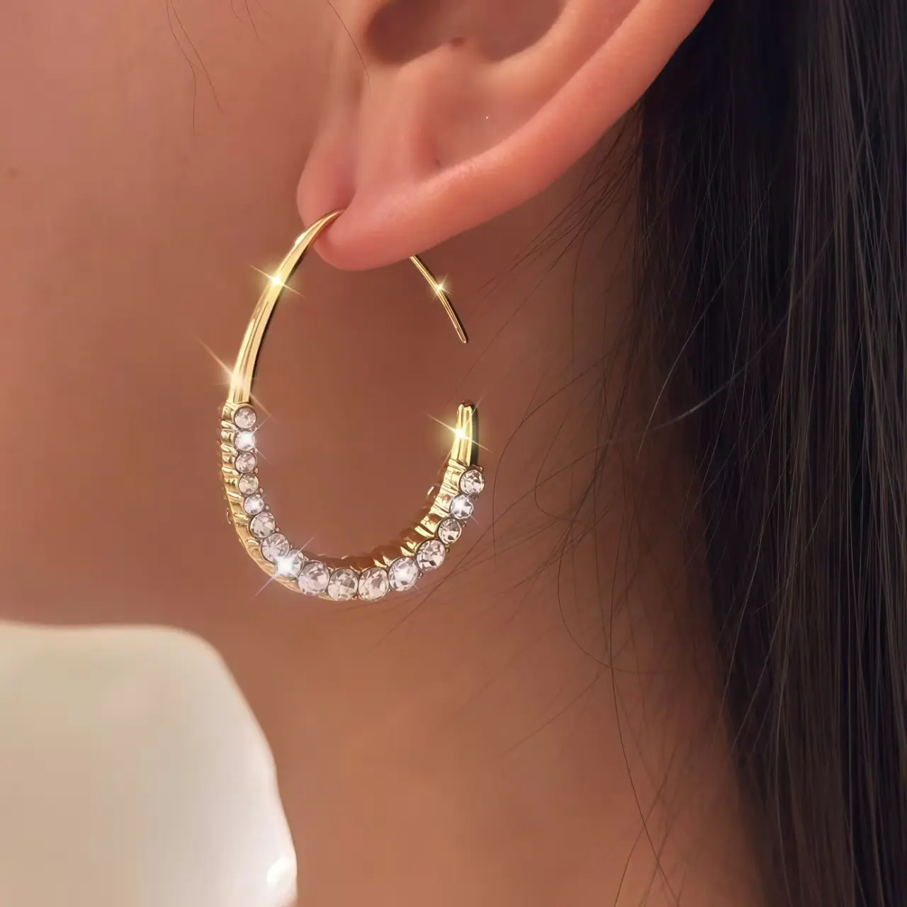 14K Gold Plated Earrings, Women's Oval Diamond Earrings Drop shaped Hypoallergenic Earrings,Jewelry Gifts For Women Teen Girls