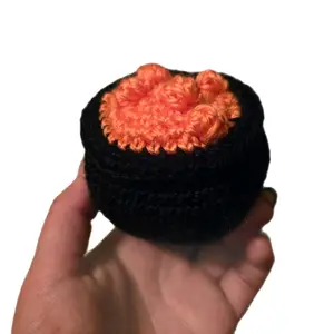 Mini Crochet Witch's Cauldron with Salmon Potion Handmade Halloween Decor and Keychain