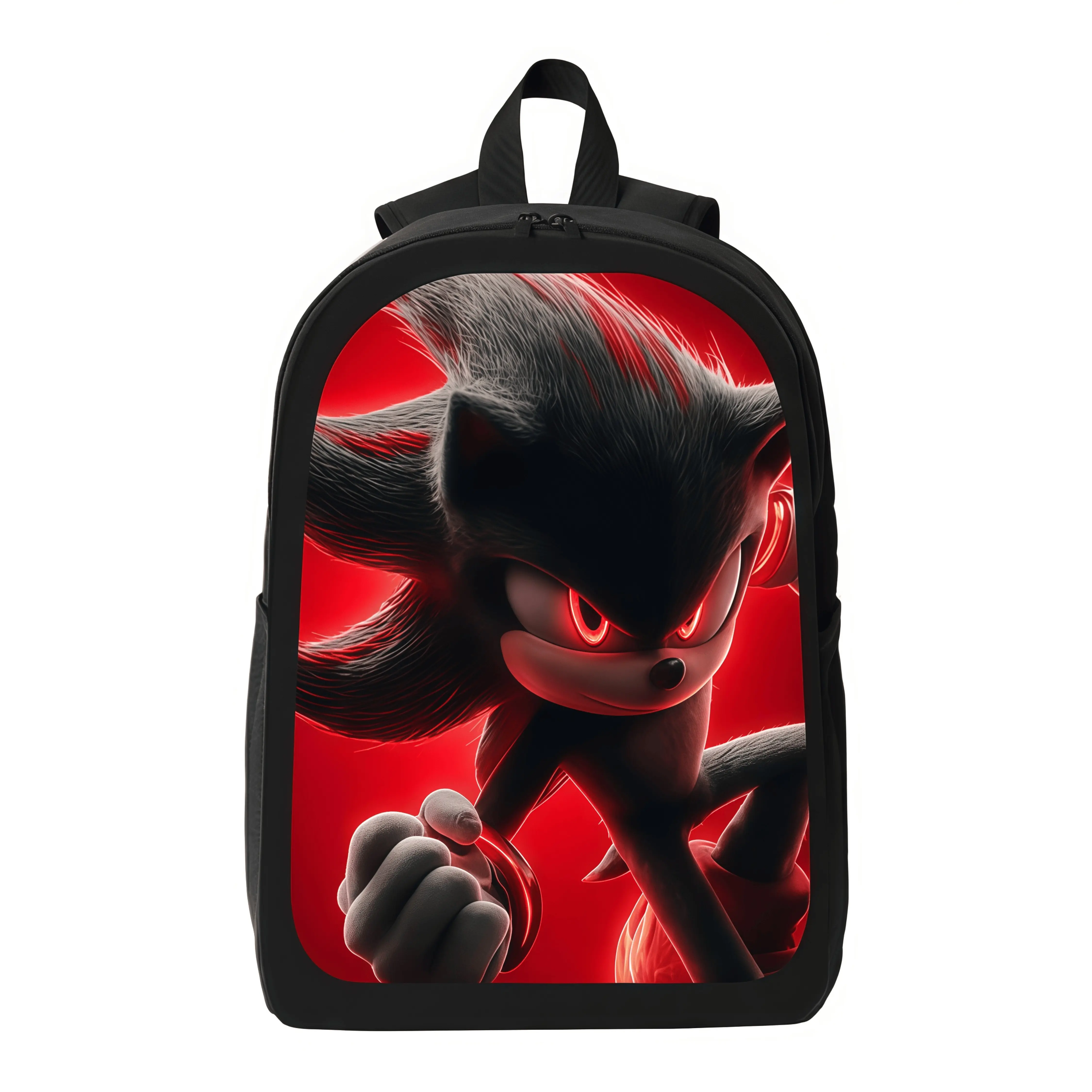 AI ACCESSORY INNOVATIONS Red Neon Shadow Sonic Print Kids Backpack, Lightweight Adjustable Padded Strap School Bookbag, Large Capacity Waterproof Daily Travel Daypack for Boys Girls