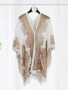 Women's Loose Chiffon Shawl Cardigan, Summer Breathable Sun Protection Cover-Up, Plain Style, Commuter Date Dress Accessory