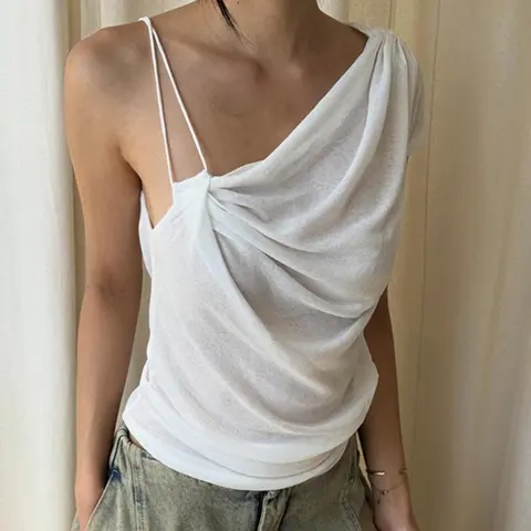 Women's Solid Color Asymmetrical Cami Top, Backless Crop Camisole, Backless Slim-Fit Minimalist Style for Daily Outings