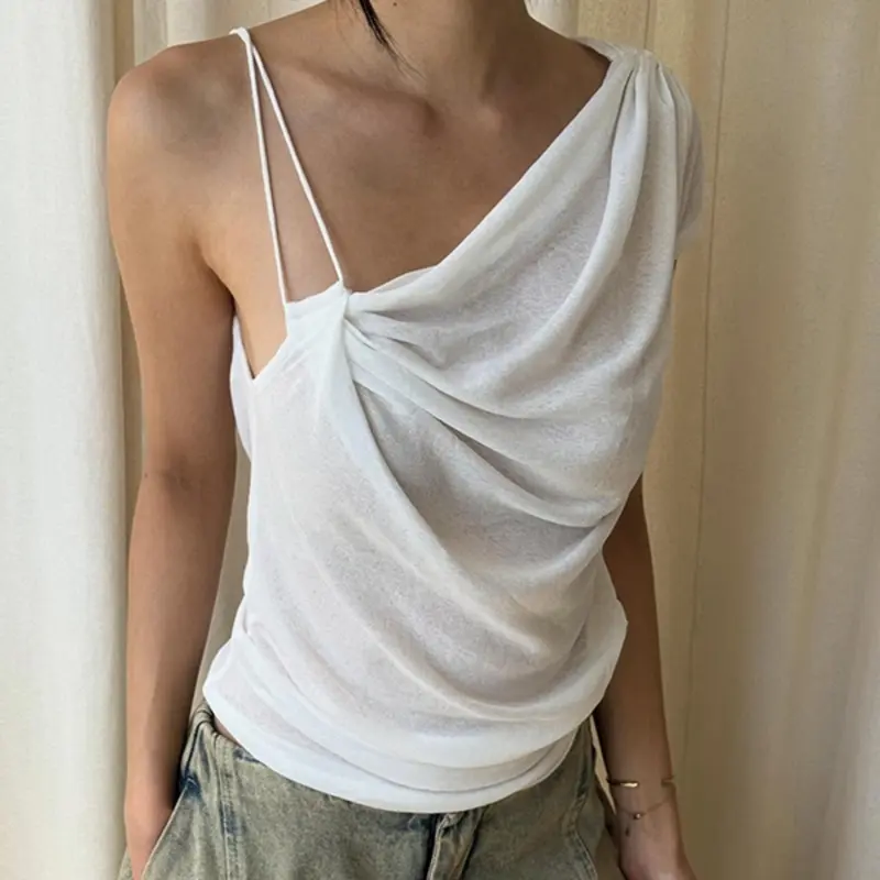 Women's Solid Color Asymmetrical Cami Top, Backless Crop Camisole, Backless Slim-Fit Minimalist Style for Daily Outings