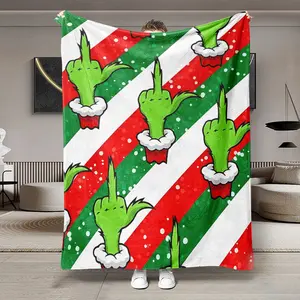Funny Christmas Theme Flannel Blanket, Soft Lightweight Warm, Perfect for Bed Sofa Office Camping Travel, Multifunctional Gift, Soft Warm Throw