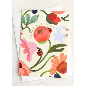 Printable Birthday Card Floral Birthday Card Flower Birthday Card Print at Home Birthday Card Happy Birthday Card for Her Digital Download