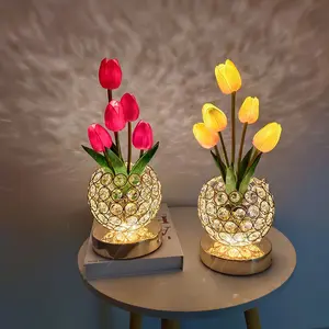 Tulip Crystal Table Lamp - High-End Bedside Table Night Light, Dimmable, Wedding Gift, Decorative Ornament for Home Decor stylish lighting color