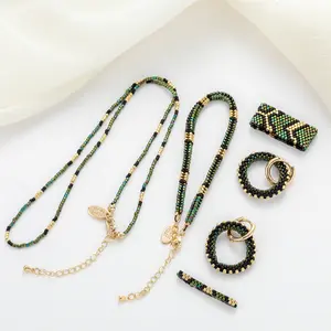 5 styles in a pack Handmade Miyuki seed bead jewelry set necklace bracelet rings earrings handmade miyuki delica python pattern