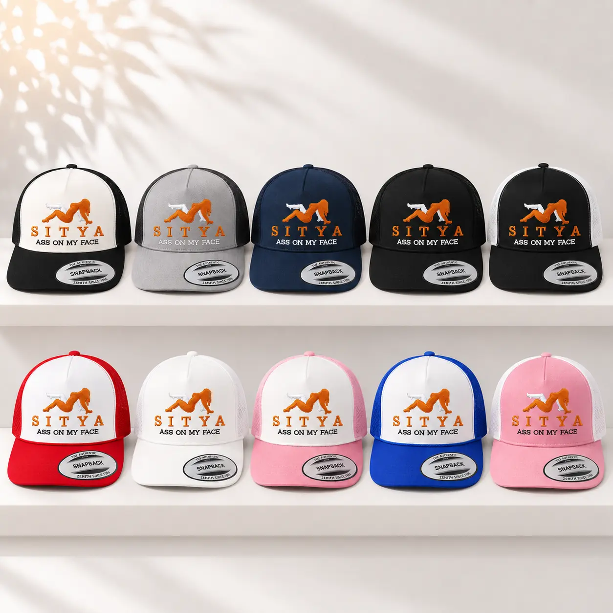 Embroidered Sitya As On My Face Hat, Funny Cap gift For Him, Cotton Mesh Back Breathable Snapback, Summer outdoor Cap