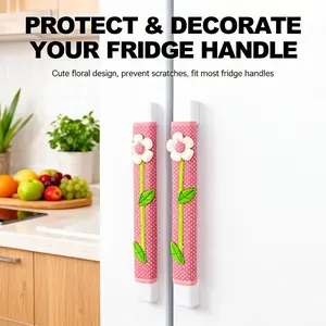 2pcs Flower Refrigerator Handle Dust-Proof Cover Cute Refrigerator Handle Protector