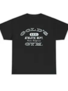 Gold's Gym Vintage Letter Print Short Sleeve T-Shirt, Fitness Shirts, American Sports Style, Loose Fit, Ideal for Fitness Enthusiasts, Daily Training, Commute Wear