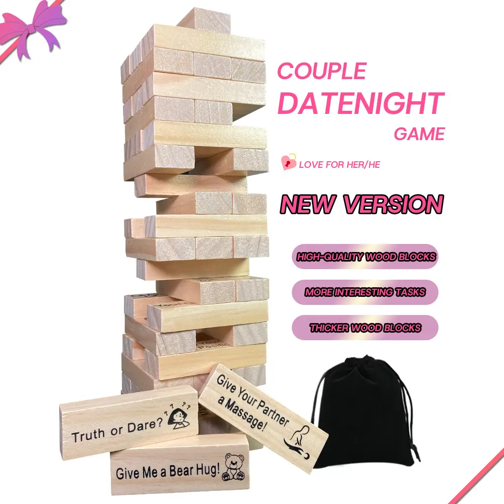 Block tower game for dating,Stacking-tower game for couple,Gift for Friend,Best Game for Party.