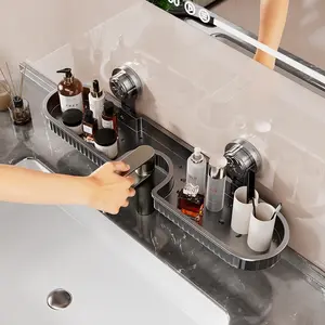 Wall Mounted Sink Organizer Rack, Easy Installation No Drilling Required, Durable Bathroom Storage Shelf, Space-Saving Design for Kitchen and Bathrooms