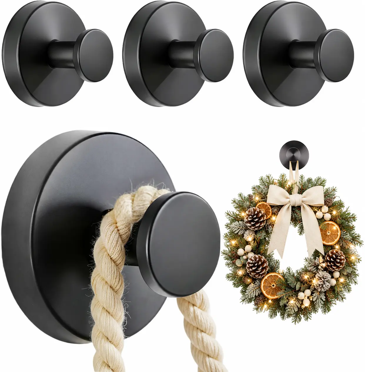 2/4 PACK Suction Cup Hooks for Shower, Removable Towel Hooks 4-Pack No Tools/Drill Required & Reusable Multi-scene Suction Hooks, Fits Bathroom Doors, Tiles, Mirrors, Kitchen & RV