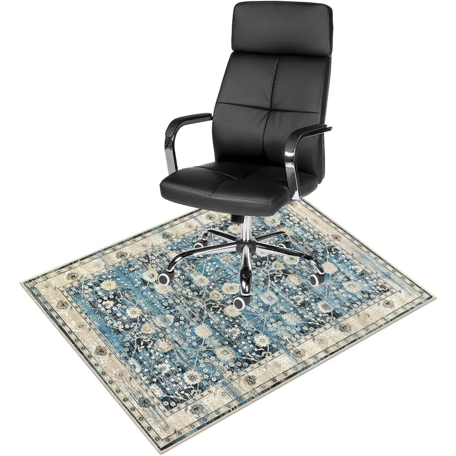 Home Office Chair Mat for Hardwood Floor, 36"x48" Office Chair Rug Protector for Rolling Chair, Computer Gaming Chair Mat, Low Pile Carpet Floor Chair Mat, Blue