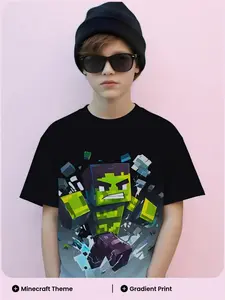 Summer 3D Van Gogh Starry Night Capybara Kids Short Sleeve T-Shirt, Casual Fitted Random Print, Short Clothing Length