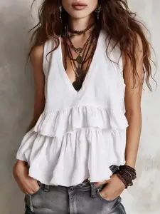 Boho Style Top, Highlight Your Figure, Layered Design, Comfortable and Stylish, Perfect for Casual Wear, Embrace Free Spirit Fashion