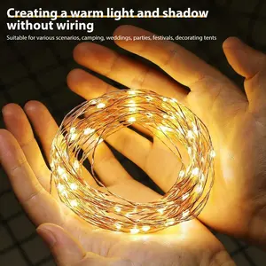 20/50/100 LED Multicolor Copper Wire Battery String Lights, Bright Led, Warm Light, Dreamy Fairy Tale Atmosphere, Festival Decor, Wedding Decoration, Home Decor
