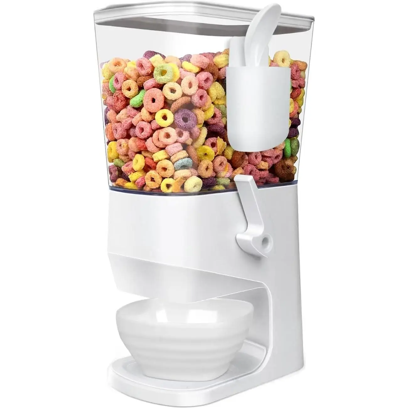 Cereal Dispenser Countertop With Bowls and Spoons Cereal Containers Storage for Pantry Snack Organizer Dry  Storage Container with Lid for Kitchen Organization Oatmeal Nut Granola1pcs White
