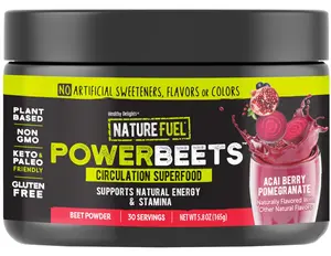 Nature Fuel Power Beets - Super Concentrated Non-GMO Beet Juice Powder - Delicious Acai Berry Pomegranate Flavor - 30 Servings - Pantry Friendly