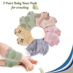 5 Pairs Baby Knee Pads – Non Slip Crawling Knee Protectors for Toddlers, Soft Infant Knee Pads, Baby Safety Essentials (3–12 Months)