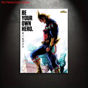 1 Piece/Set Frameless Canvas Painting Print Poster,Classic Inspirational Pop Anime Art,Academia All Might,Artistic,Gift for Japanese Manga Lover,Ideal Gift for Bedroom,Bathroom,Office,Living Room,Kitchen,Mural,Wall Decoration,Room Decor