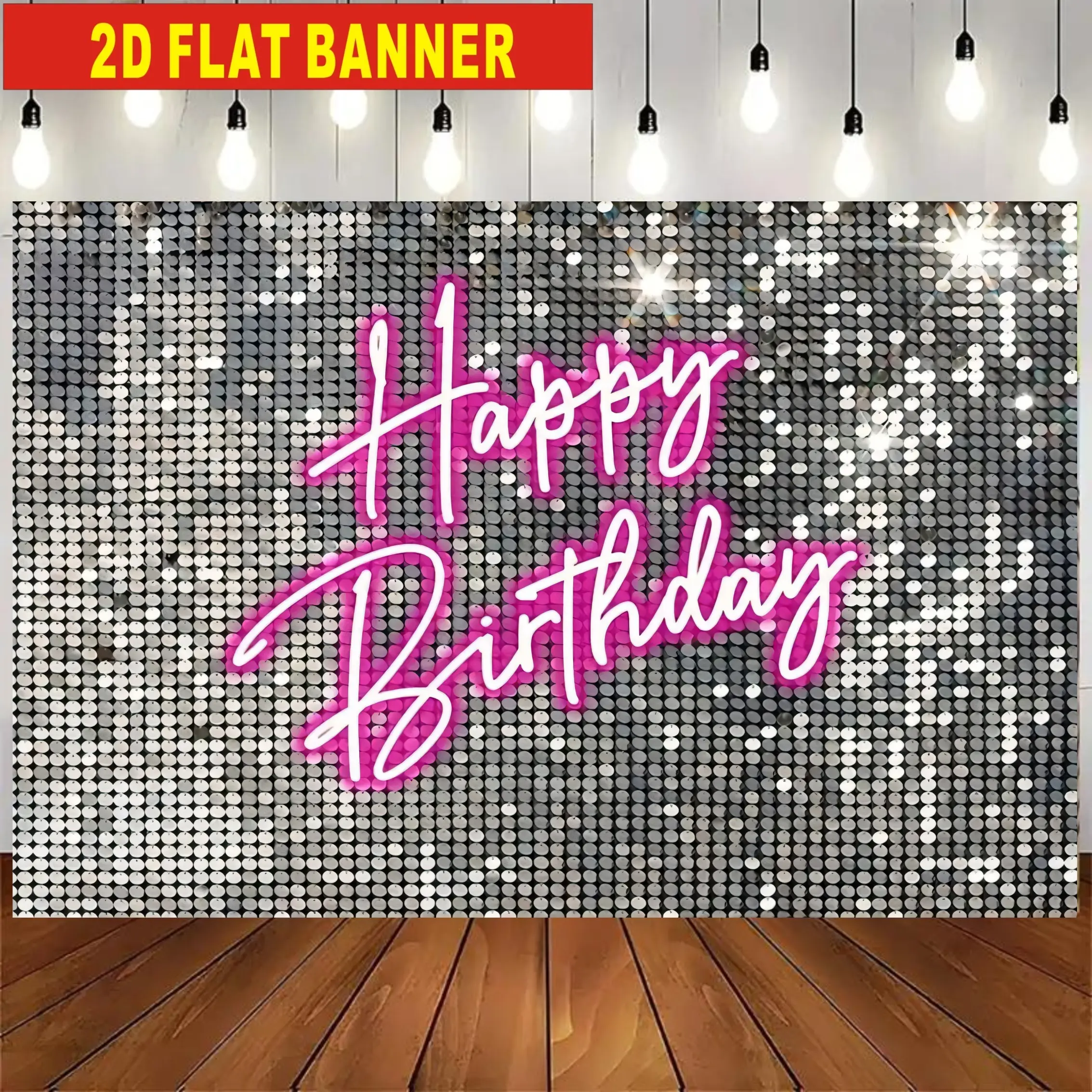2D flat banner, Party decorations banners, 1 piece of silver sequin, birthday photography background, vinyl banner, Photo Backdrops, Sequins Backdrop Decoration, Suitable for 16,40-year-old birthday photos