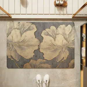 Rectangle Diatomaceous Earth Bath Mat - Super Absorbent, Quick-Dry, Non-Slip, Soft, Machine-Washable, Durable Rug for Bathroom, Kitchen with Elegant Floral Design (Customization Available)