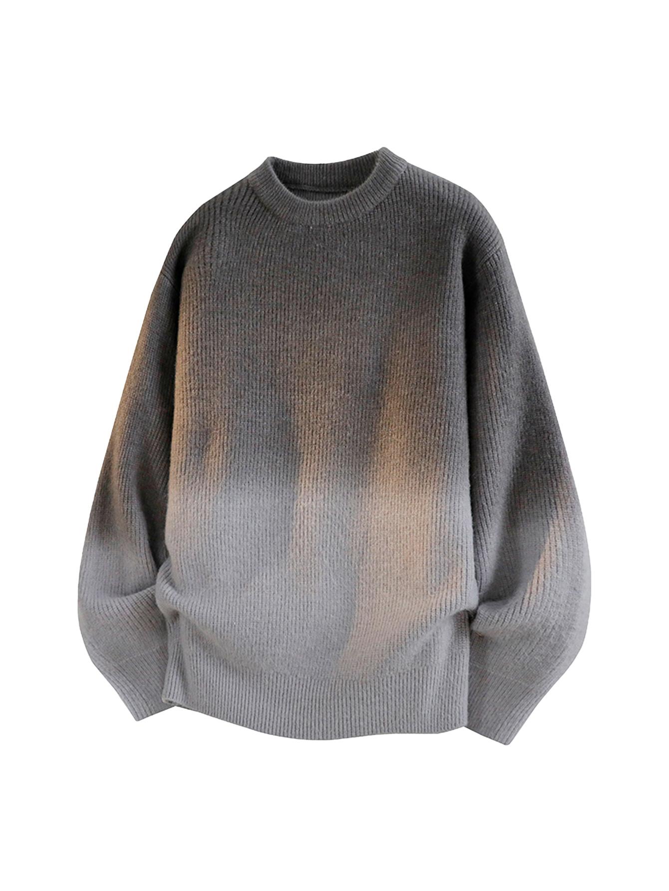 CCCMAI Gradient Crewneck Knitwear for Men Japanese Korean Style Retro High-Quality Elastic Sweater Loose Smart Casual Crewneck Sweater Menswear Pullover Tops Long Sleeve